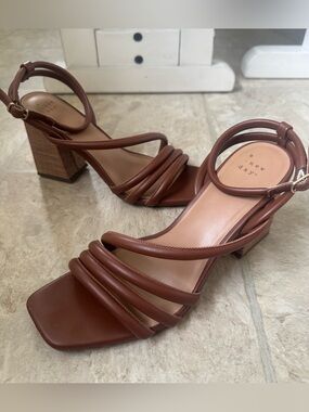 a new day Brown Strappy Block Heel Sandals
